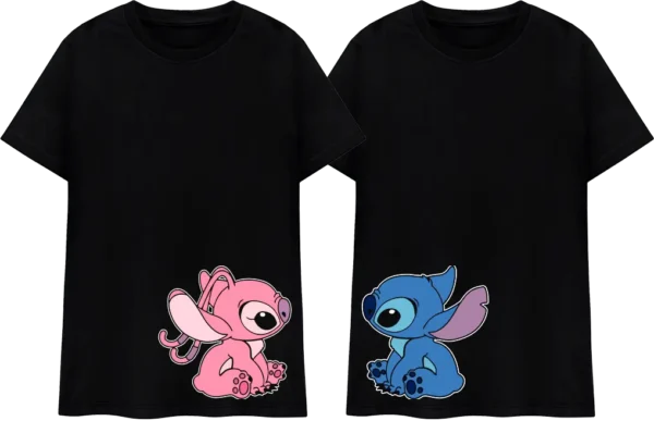 Polo Stitch y Angel – Amor Incondicional Demuestra tu amor con este adorable polo de Stitch y Angel. Un diseño tierno y vibrante que captura la esencia de esta icónica pareja extraterrestre.