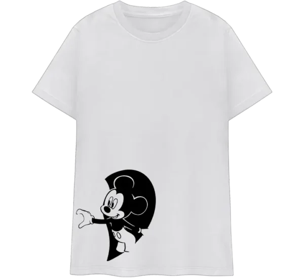 Polo para parejas con diseño de Mickey y Minnie en blanco y negro dentro de un corazón.