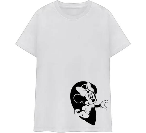 Polo para parejas con diseño de Mickey y Minnie en blanco y negro dentro de un corazón.